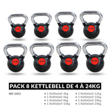 Kettlebell rouge et noir de 4 à 24kg