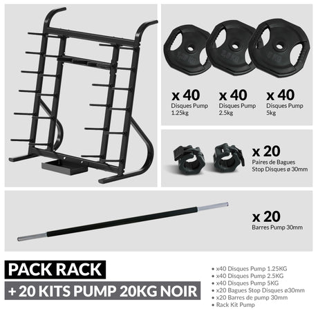 Rack Pump avec 20 Kits Pump 20 kg – Solution complète pour cours collectifs-Rangement-Leaderfit’ Equipement-PACK RACK + 20 KITS PUMP 20KG NOIR-Leaderfit’ Equipement